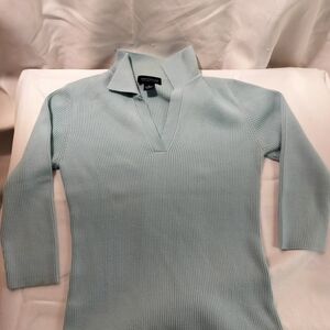 Ann Taylor Factory Light Blue Ribbed Pullover